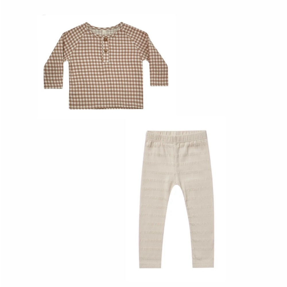 Rylee + Cru Brown and Cream Matching Set Cozy Gingham